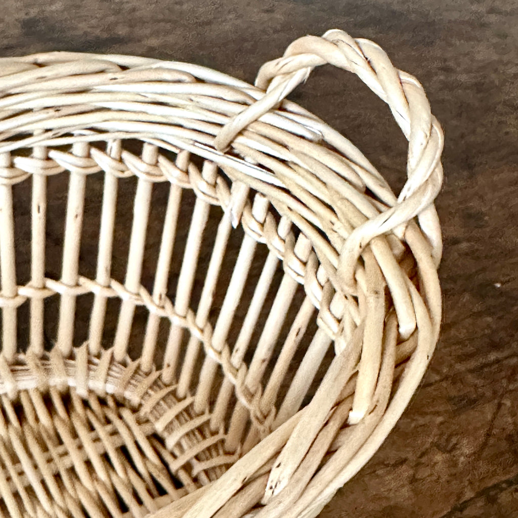 Mini Oval Openwork White Wicker Basket