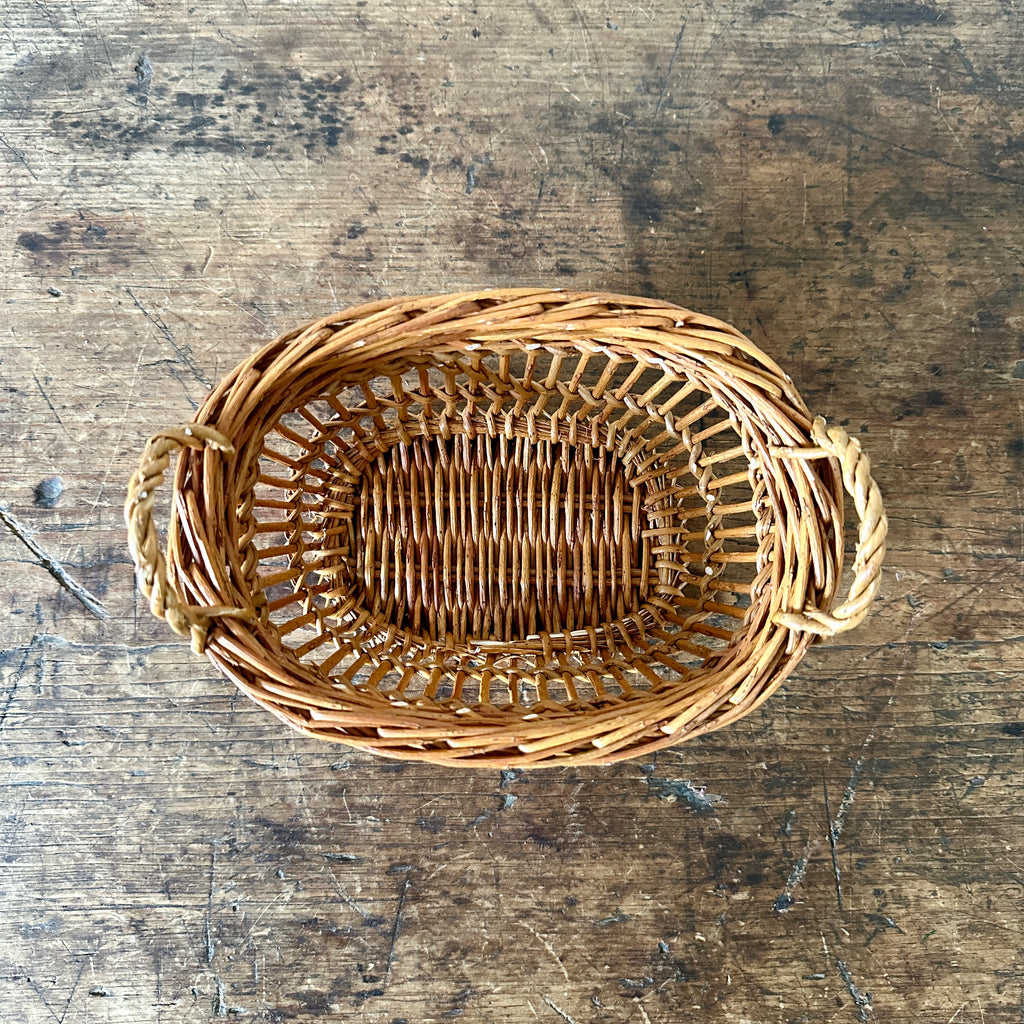 Mini Oval Openwork Caramel Wicker Basket