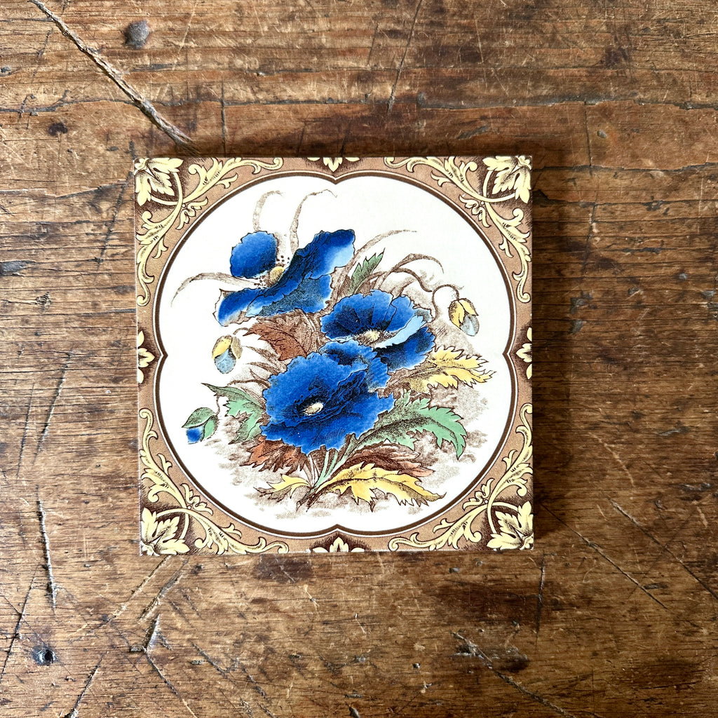 Vintage Blue Flower Transferware Tile