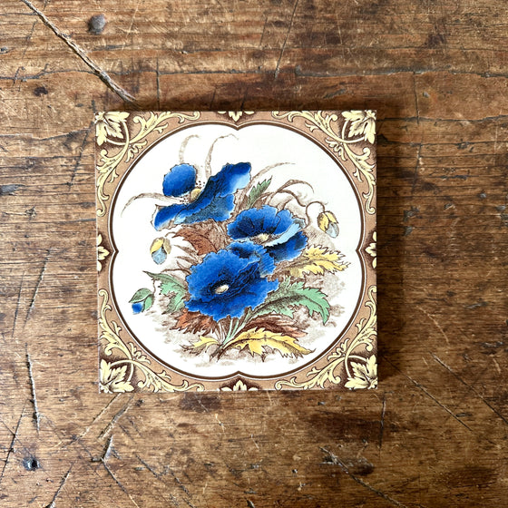 Vintage Blue Flower Transferware Tile