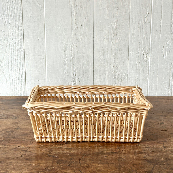 Low Openwork Wicker Basket - White - Larger Cross