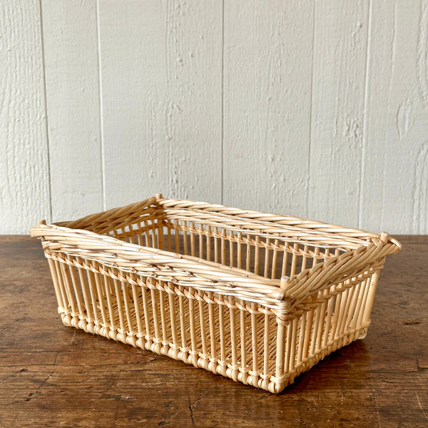Low Openwork Wicker Basket - White - Larger Cross