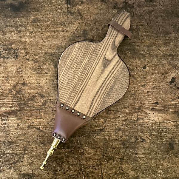 Traditional Brown Leather Fire Bellows - Larger Cross