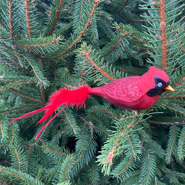 Large Red Cardinal Christmas Tree Ornament Larger Cross