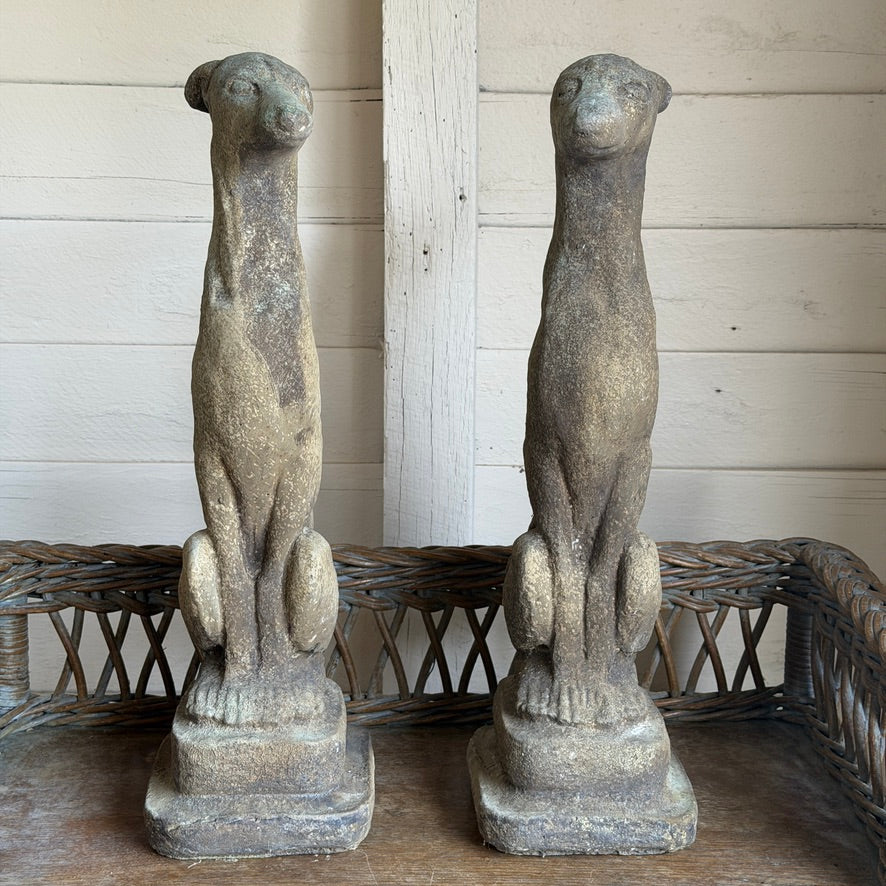 Pair of Small Sitting Whippets