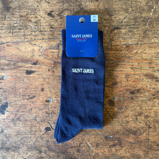 Saint James Navy Socks with Logo