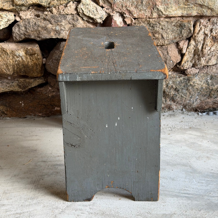 Primitive Blue-Gray Painted Stool