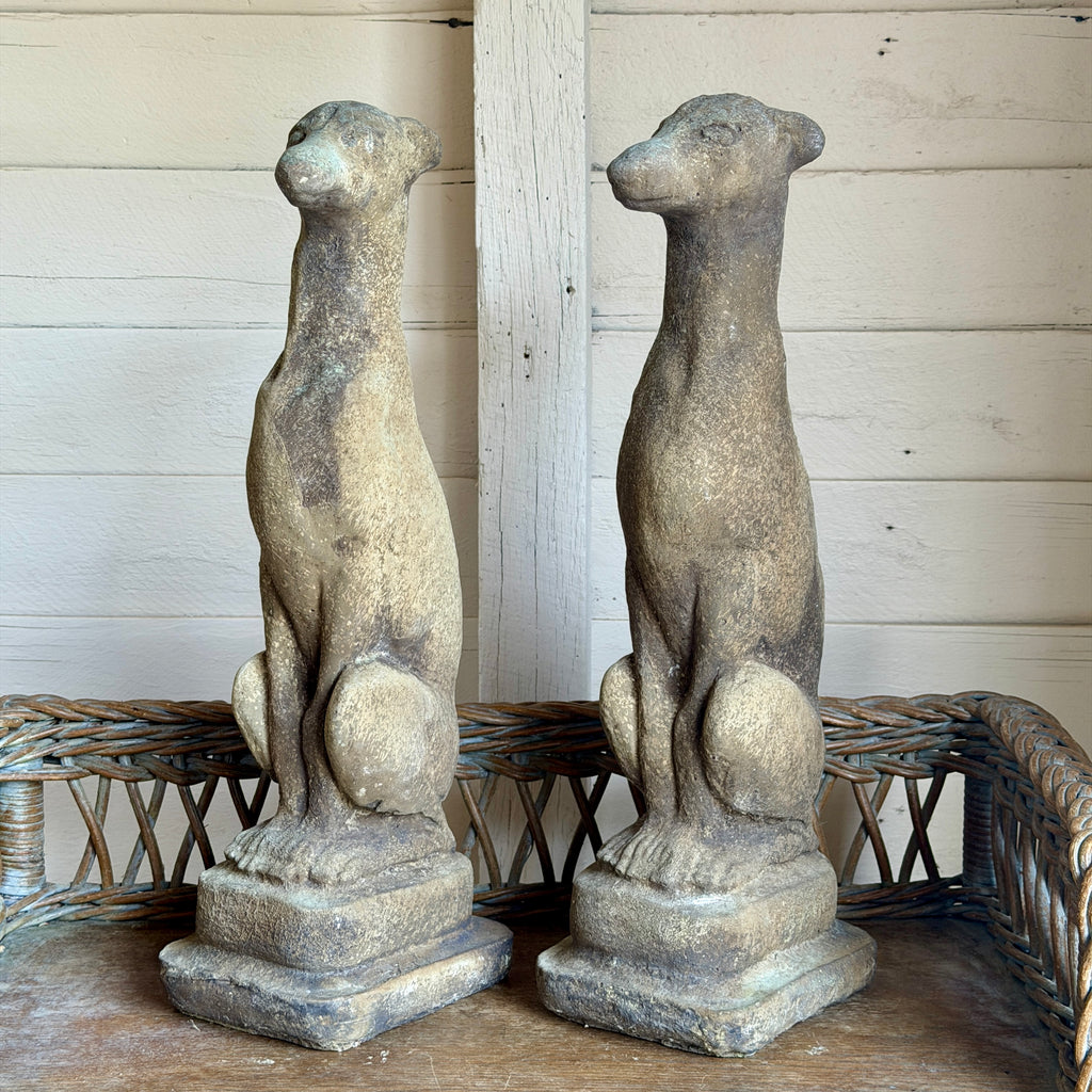 Pair of Small Sitting Whippets