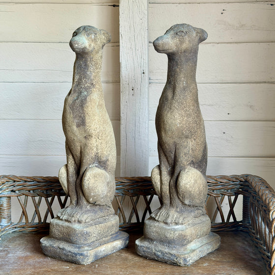 Pair of Small Sitting Whippets