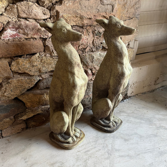 Pair of Large Sitting Whippets