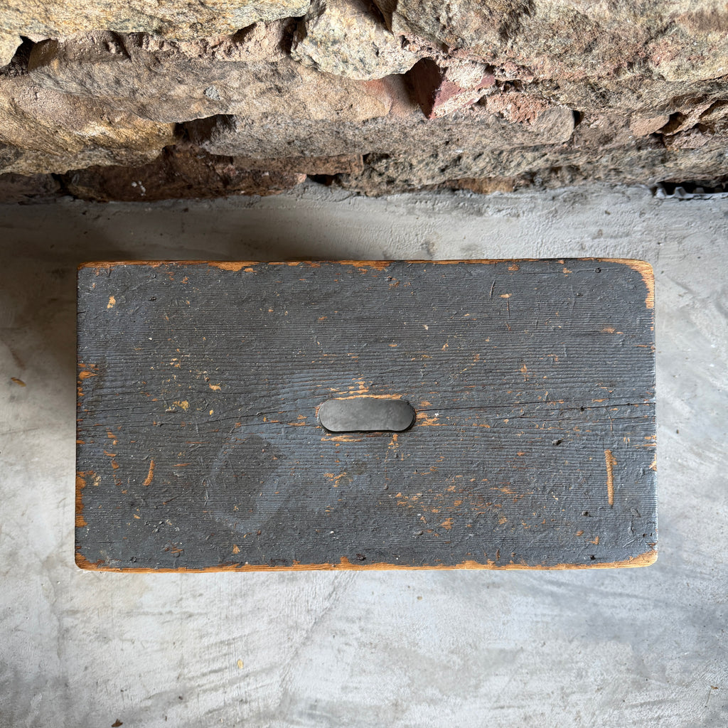 Primitive Blue-Gray Painted Stool