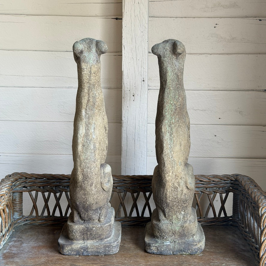 Pair of Small Sitting Whippets