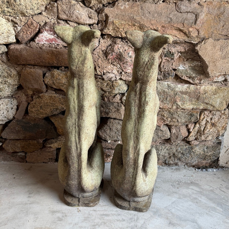 Pair of Large Sitting Whippets