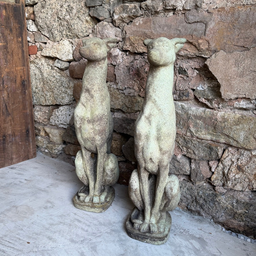 Pair of Large Sitting Whippets