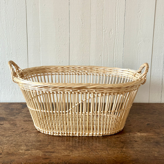 Oval Openwork Wicker Laundry Basket