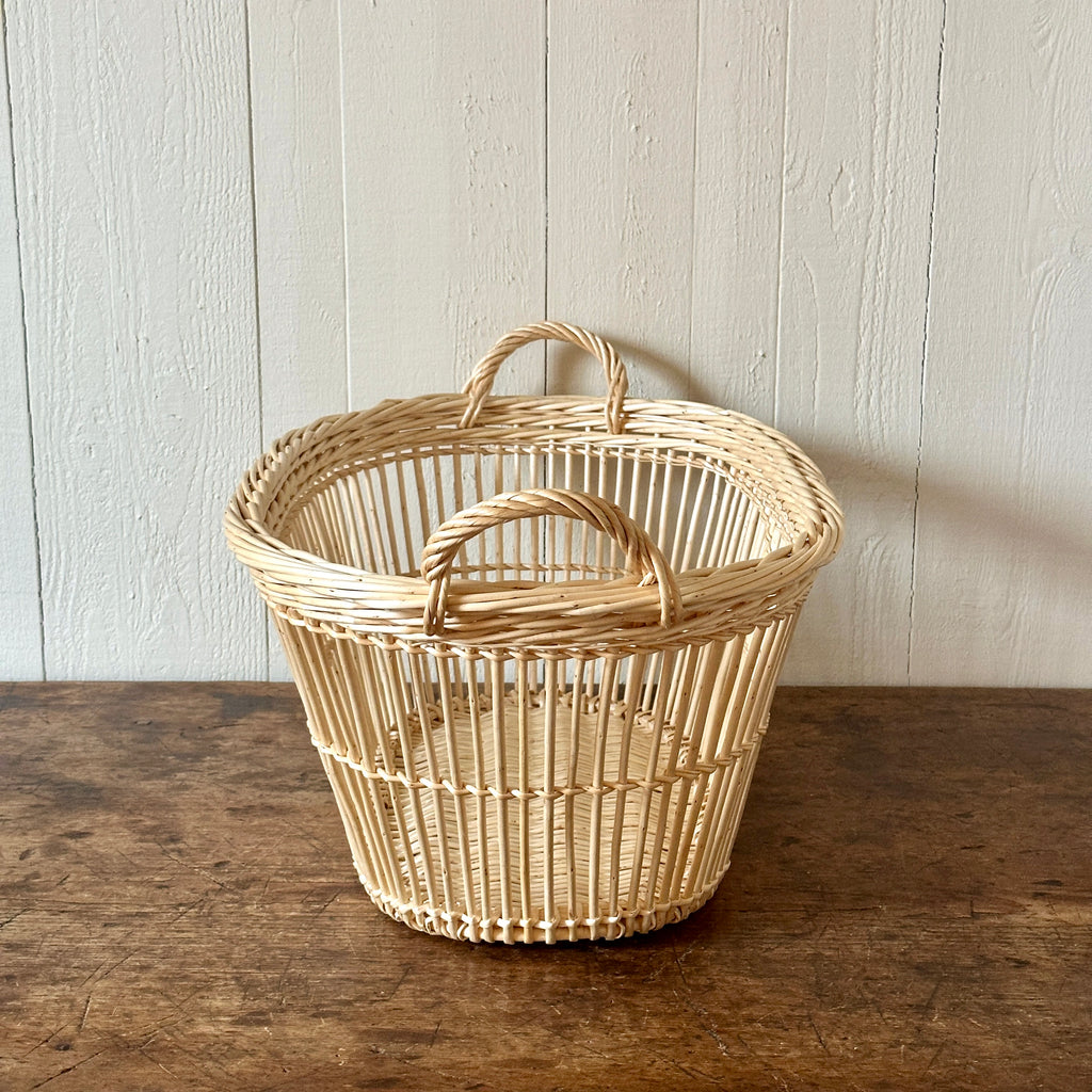 Oval Openwork Wicker Laundry Basket
