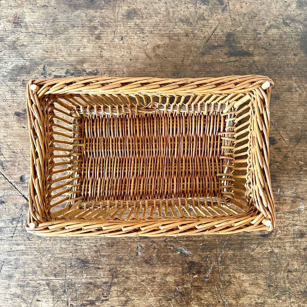 Low Rectangular Caramel Wicker Basket