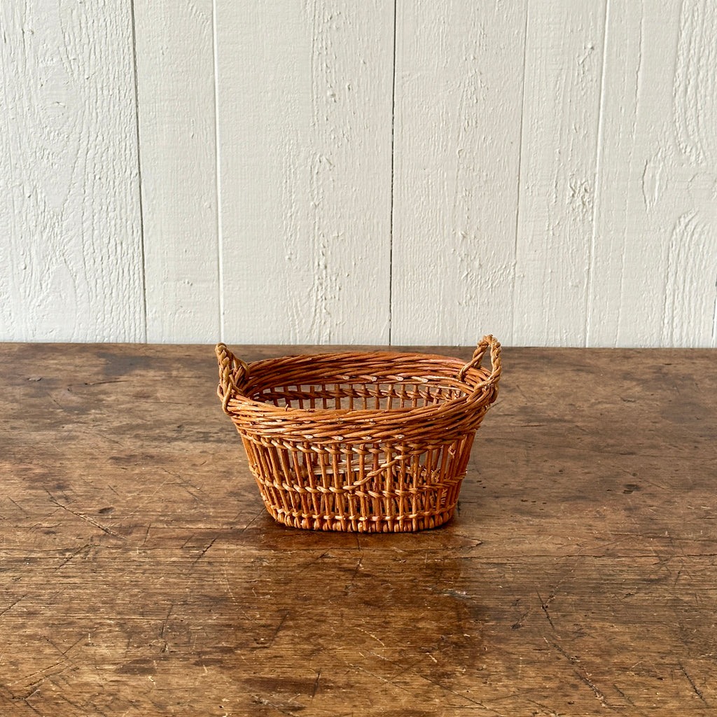 Mini Oval Openwork Caramel Wicker Basket