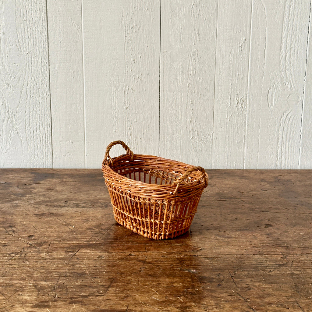 Mini Oval Openwork Caramel Wicker Basket