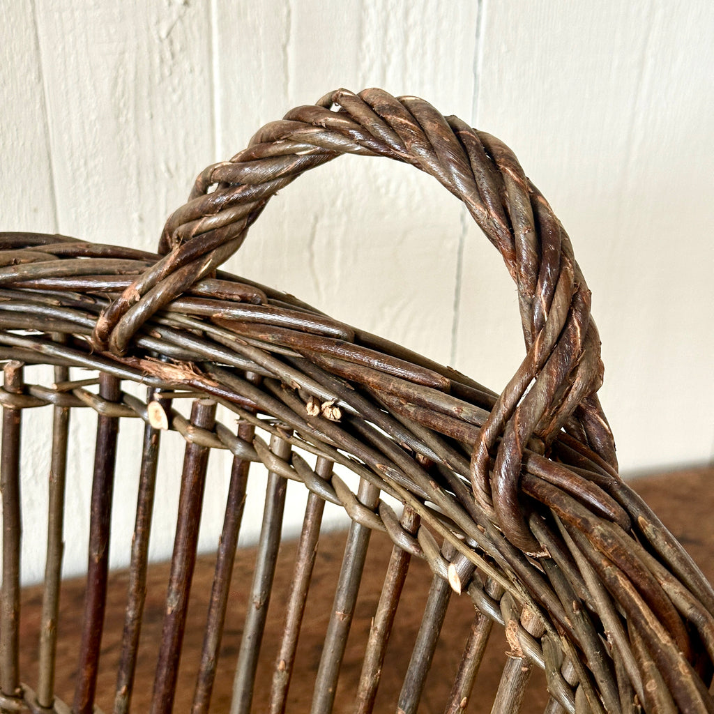 Oval Openwork Dk. Green Wicker Laundry Basket