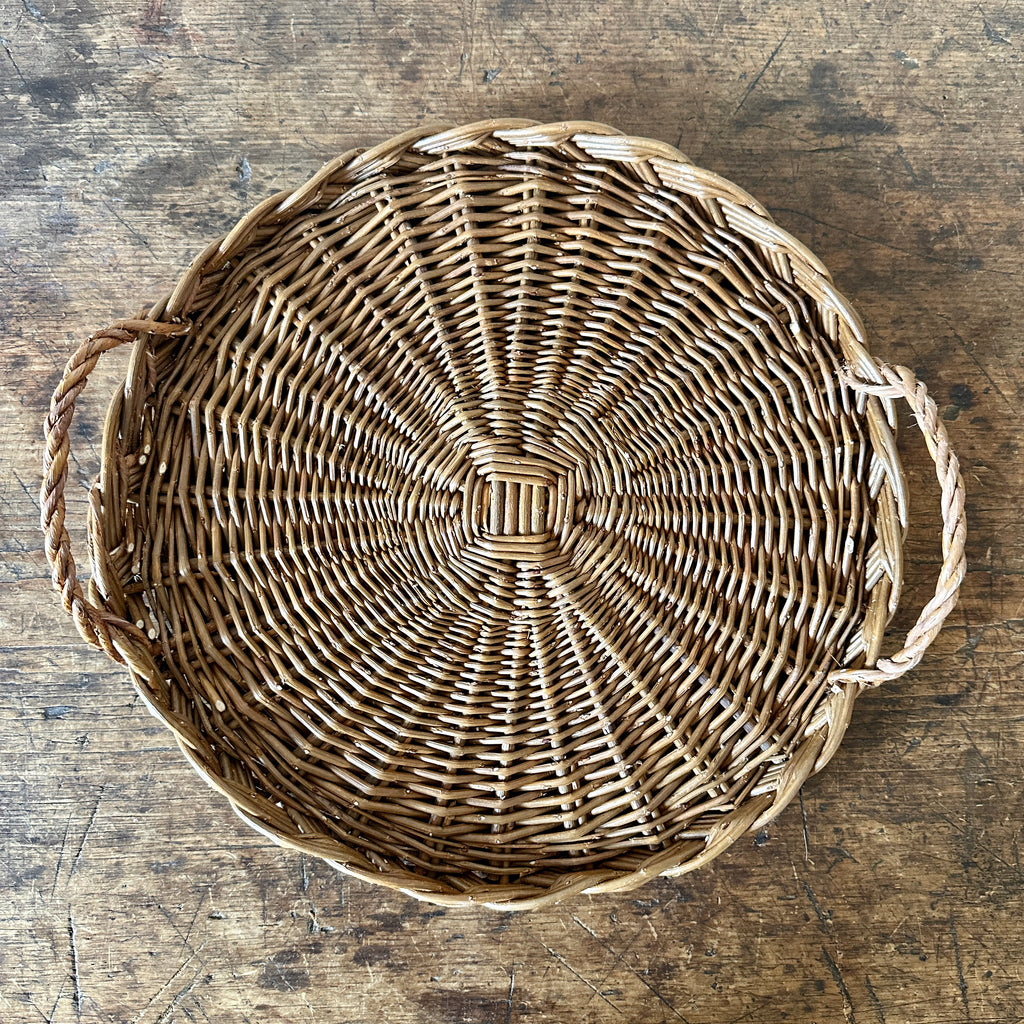 Brown Wicker Bell and Tray