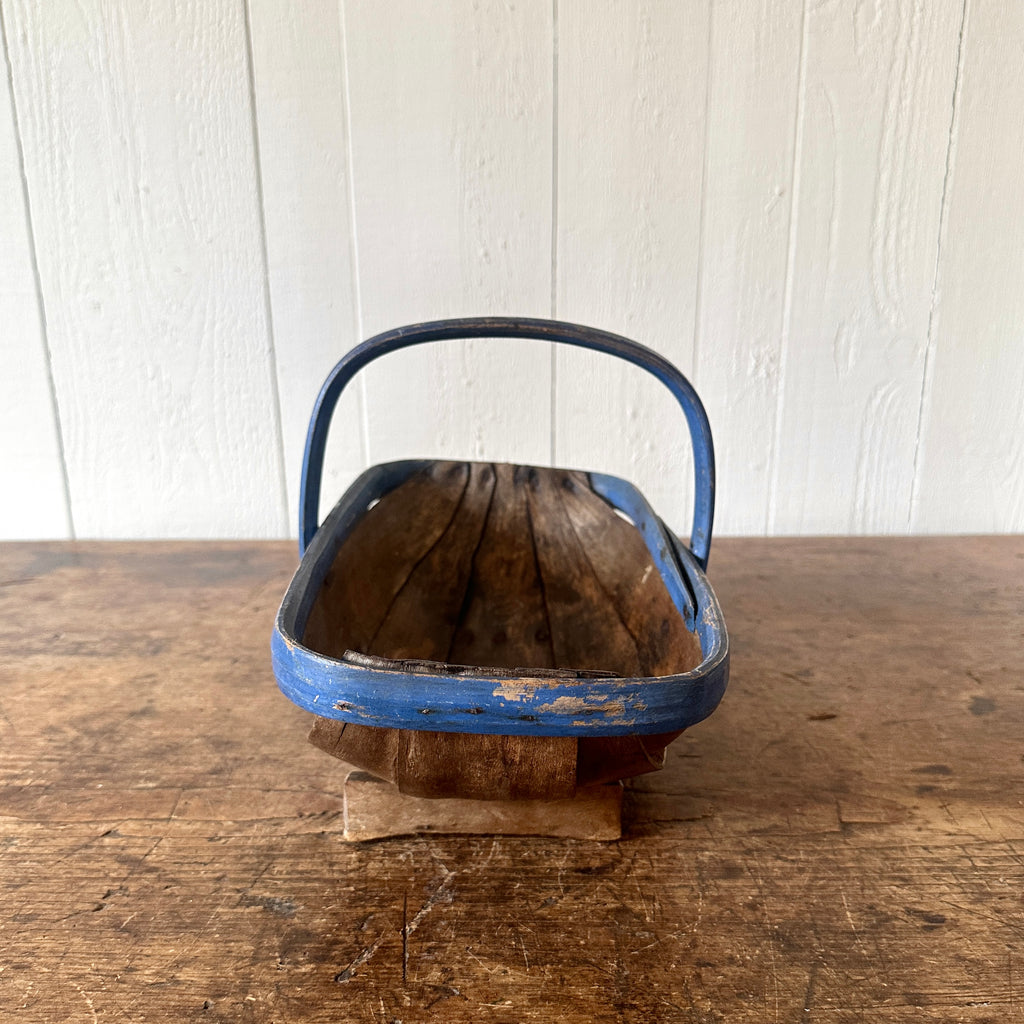 Antique Trug with Blue Painted Trim