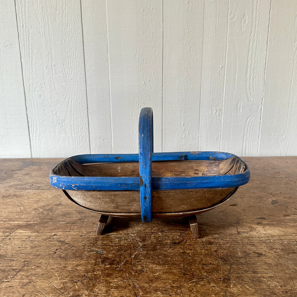 Antique Trug with Blue Painted Trim