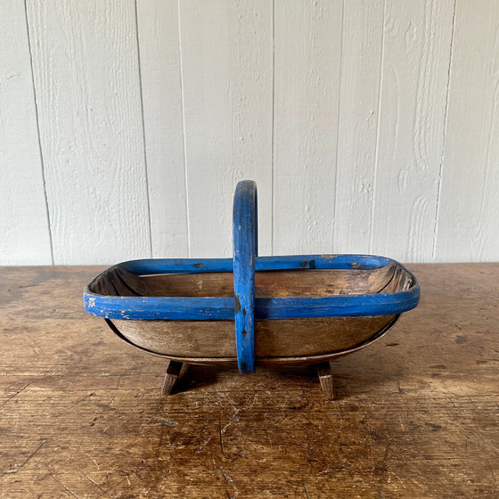 Antique Trug with Blue Painted Trim