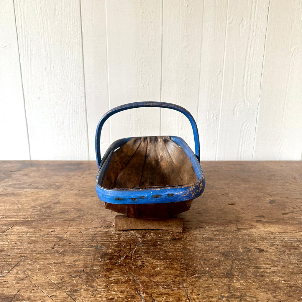 Antique Trug with Blue Painted Trim