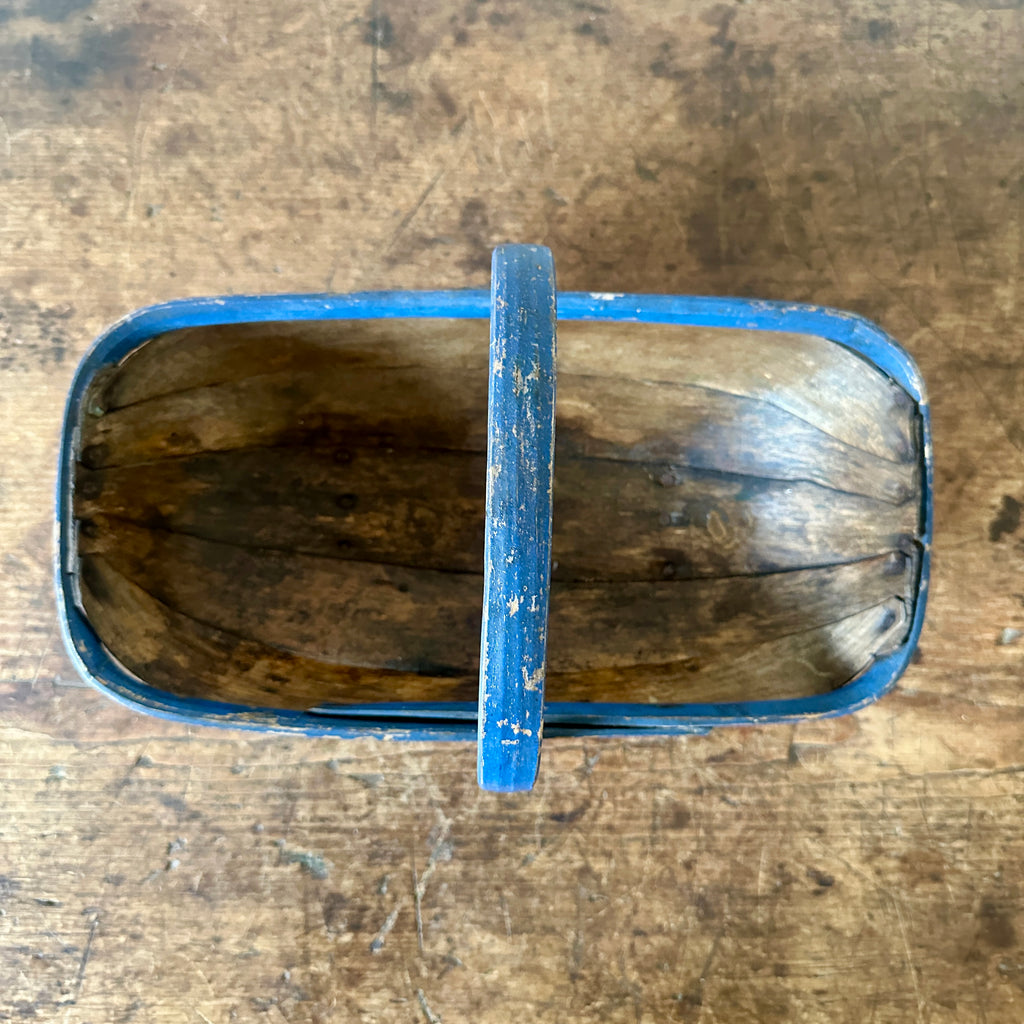 Antique Trug with Blue Painted Trim