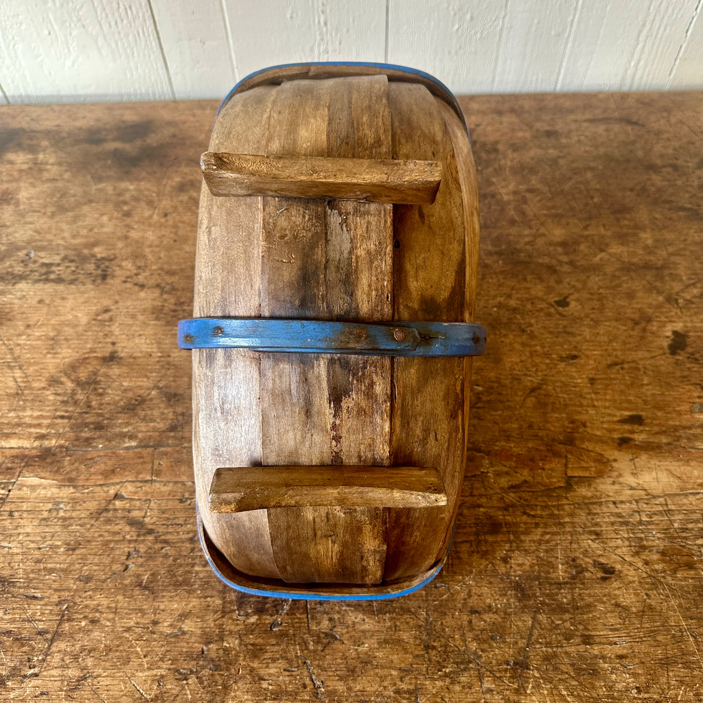 Antique Trug with Blue Painted Trim