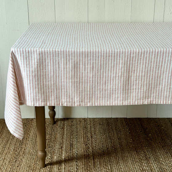 Rose Stripe Linen Tablecloth