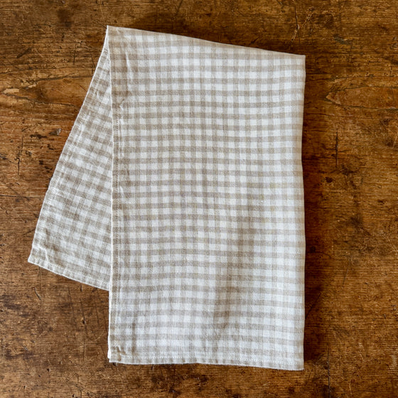 Natural Gingham Linen Dish Towel