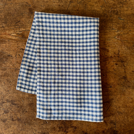 Indigo Gingham Linen Dish Towel