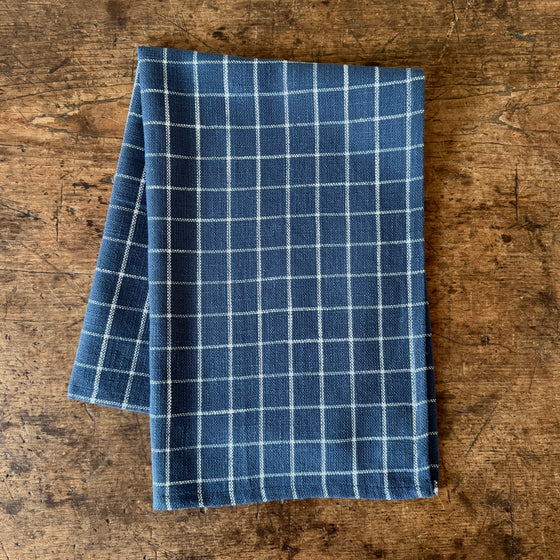 Navy Windowpane Kitchen Towel