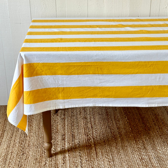 Yellow Cabana Stripe Tablecloth
