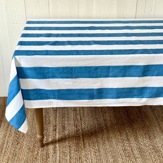 Blue Cabana Stripe Tablecloth