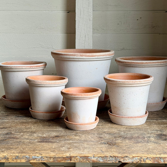 Danish Flora Pots & Saucers in Rosa Terracotta