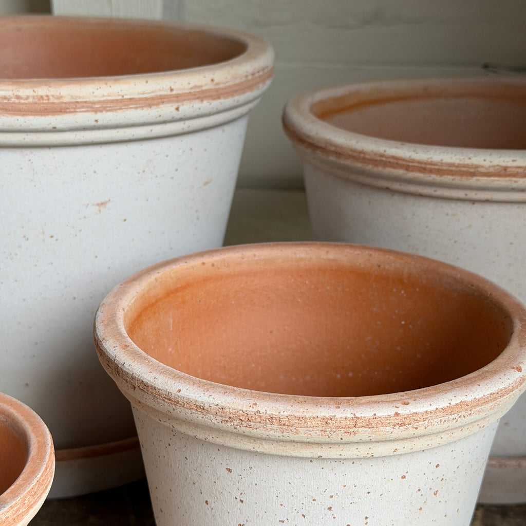 Danish Flora Pots & Saucers in Rosa Terracotta