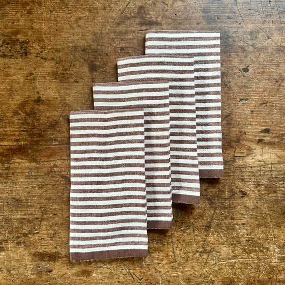 Walnut Ticking Stripe Napkin - Set of 4