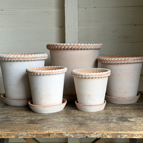 Danish Emilia Pots & Saucers in Rosa Terracotta