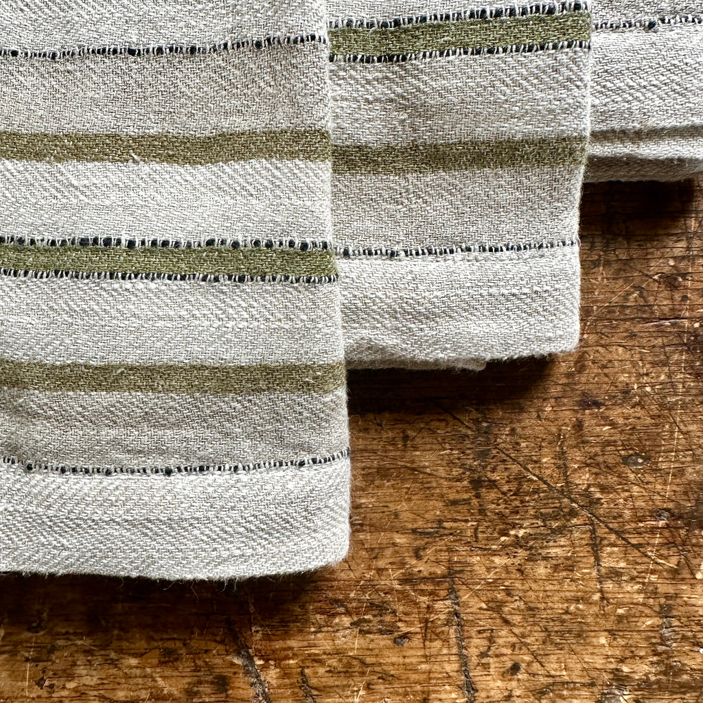 Olive Stripe Napkins - Set of 4