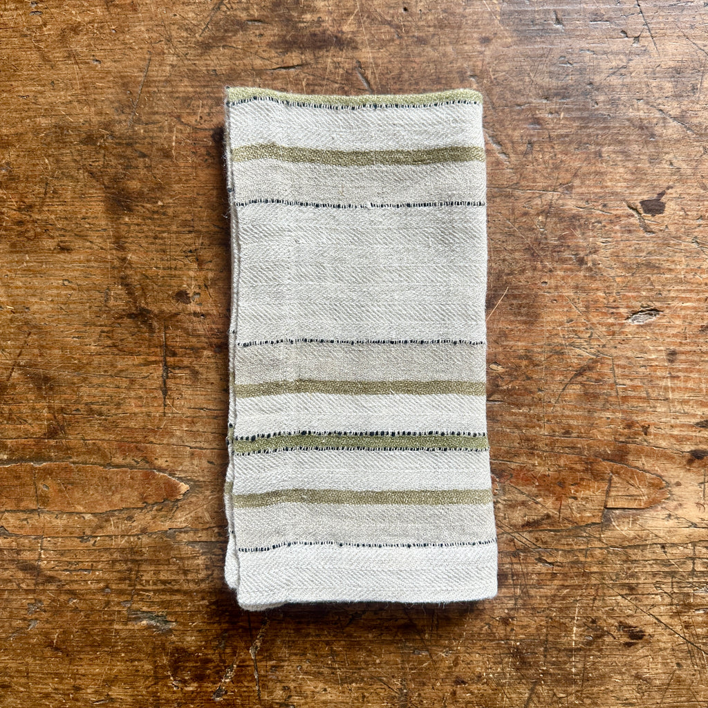 Olive Stripe Napkins - Set of 4