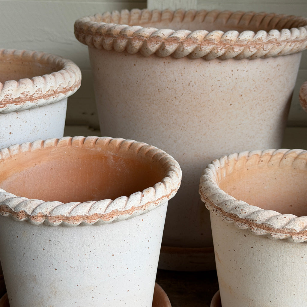Danish Emilia Pots & Saucers in Rosa Terracotta