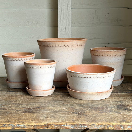 Danish Helena Pots & Saucers in Rosa Terracotta