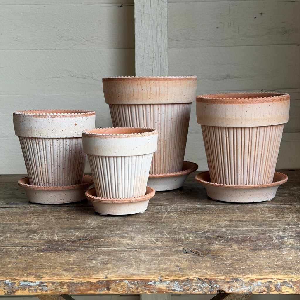 Danish Simona Pot & Saucer in Rosa Terracotta