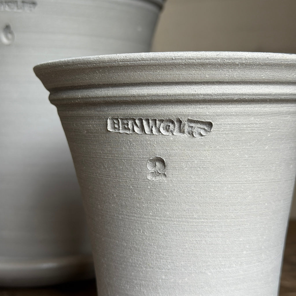 Milton Gray Pots + Saucers by Ben Wolff
