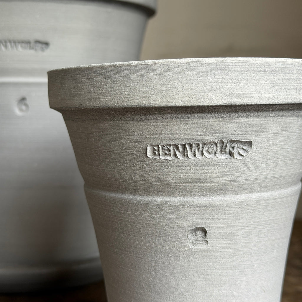 Traditional Full Gray Pots + Saucers by Ben Wolff