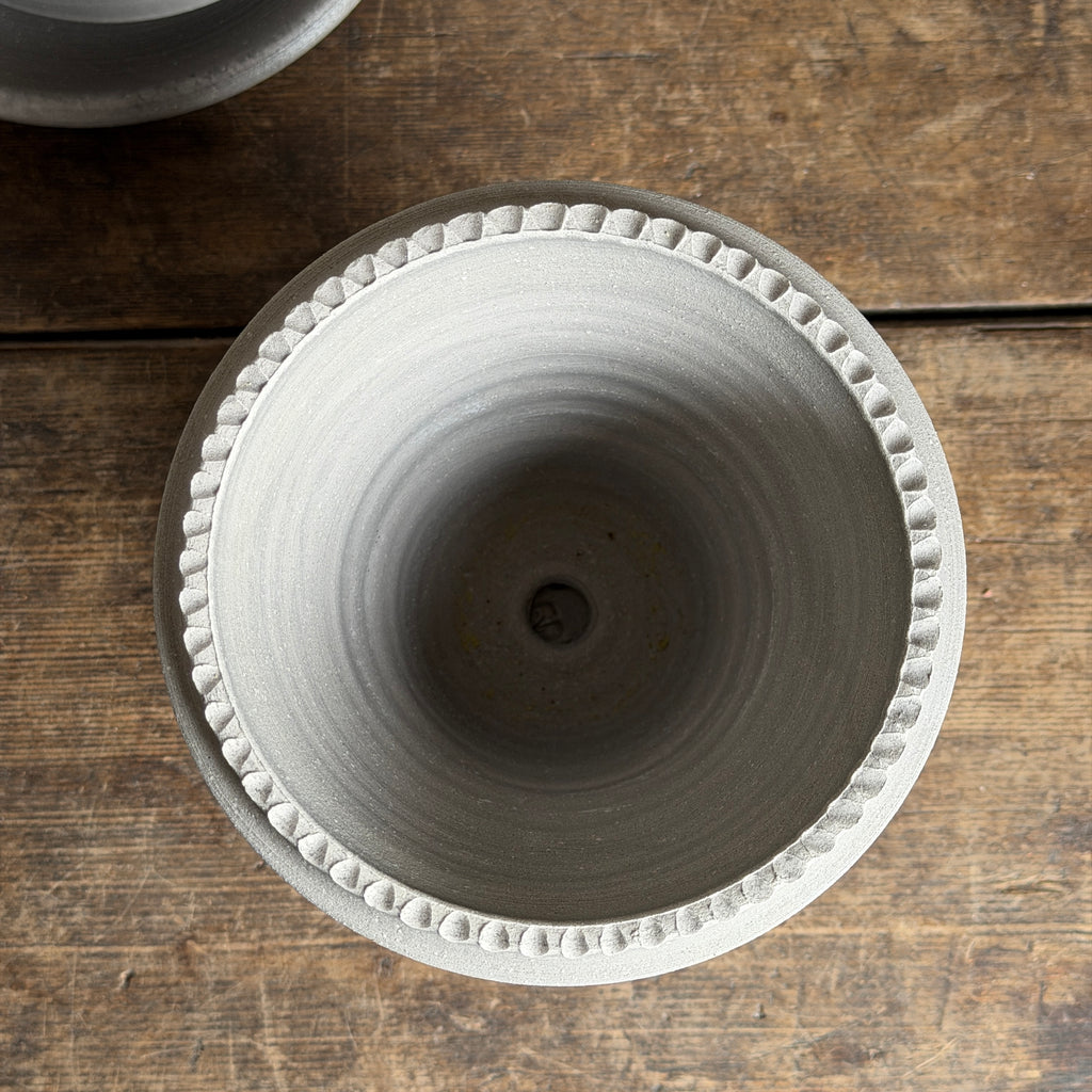 Tuscan Rim Gray Pots + Saucers by Ben Wolff