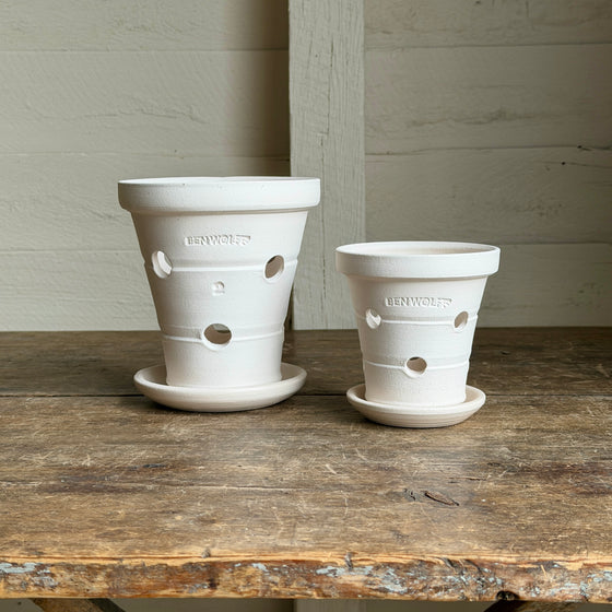 Orchid White Pots + Saucers by Ben Wolff